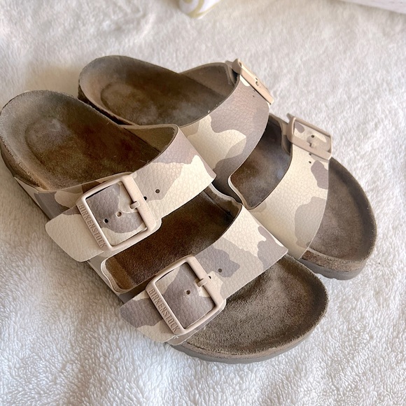 Birkenstock Arizona soft bed desert soil/ Taupe camouflage camo print size 7 - Picture 1 of 9